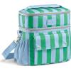 image:imageFit amp Fresh Sidekick Insulated Cooler Bag  Dual Compartment Leakproof Soft Sided Lunch Cooler Small Cooler Bag with Crossbody Strap 15 Can Capacity for Work Beach amp Travel Pina Colada CabanaCoastal Cabana Stripe