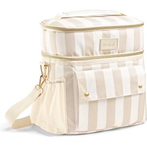 image:imageFit amp Fresh Sidekick Insulated Cooler Bag  Dual Compartment Leakproof Soft Sided Lunch Cooler Small Cooler Bag with Crossbody Strap 15 Can Capacity for Work Beach amp Travel Pina Colada CabanaPina Colada Cabana