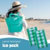 image:imageCool Coolers Reusable XL Soft Ice Packs for Coolers LongLasting Lunch Box Ice Pack High Performance Quick Freeze 2Pk Taupe StripeGreen Blue Stripe