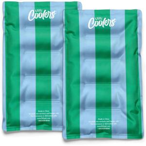 image:imageCool Coolers Reusable XL Soft Ice Packs for Coolers LongLasting Lunch Box Ice Pack High Performance Quick Freeze 2Pk Taupe StripeGreen Blue Stripe