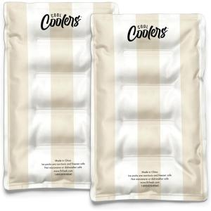 image:imageCool Coolers Reusable XL Soft Ice Packs for Coolers LongLasting Lunch Box Ice Pack High Performance Quick Freeze 2Pk Taupe StripeIvory Stripe