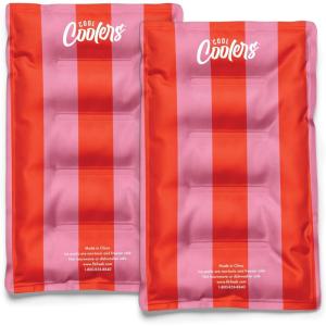 image:imageCool Coolers Reusable XL Soft Ice Packs for Coolers LongLasting Lunch Box Ice Pack High Performance Quick Freeze 2Pk Taupe StripePink Stripe