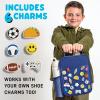 image:imageFit amp Fresh Lunch Box For Kids Boys amp Girls School Camp Insulated Bag With Shoe Charm Slots For Personalization Holographic PinkNavy Blue