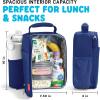 image:imageFit amp Fresh Lunch Box For Kids Boys amp Girls School Camp Insulated Bag With Shoe Charm Slots For Personalization Holographic PinkNavy Blue