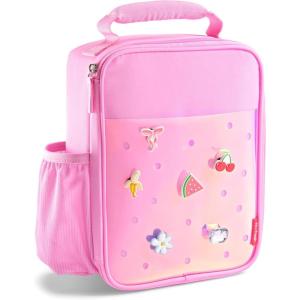 image:imageFit amp Fresh Lunch Box For Kids Boys amp Girls School Camp Insulated Bag With Shoe Charm Slots For Personalization Holographic PinkHolographic Pink
