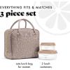 image:imageFit amp Fresh Bloomington Lunch Bag for Women  Insulated Large Lunch Box for Work with Containers LeakResistant StainResistant Zipper Closure Black Feline FineMocha Feline Fine