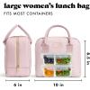image:imageFit amp Fresh Bloomington Lunch Bag for Women  Insulated Large Lunch Box for Work with Containers LeakResistant StainResistant Zipper Closure Black Feline FineMauve