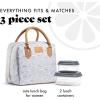 image:imageFit amp Fresh Bloomington Lunch Bag for Women  Insulated Large Lunch Box for Work with Containers LeakResistant StainResistant Zipper Closure Black Feline FineGrey Seaport Geo