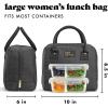 image:imageFit amp Fresh Bloomington Lunch Bag for Women  Insulated Large Lunch Box for Work with Containers LeakResistant StainResistant Zipper Closure Black Feline FineBlack