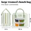 image:imageFit amp Fresh Bloomington Lunch Bag for Women  Insulated Large Lunch Box for Work with Containers LeakResistant StainResistant Zipper Closure Thick Stripe SageThick Stripe Sage