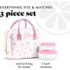 image:imageFit amp Fresh Bloomington Lunch Bag for Women  Insulated Large Lunch Box for Work with Containers LeakResistant StainResistant Zipper Closure Thick Stripe SageSweet Floral Bows