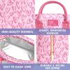 image:imageFit amp Fresh Bloomington Lunch Bag for Women  Insulated Large Lunch Box for Work with Containers LeakResistant StainResistant Zipper Closure Thick Stripe SagePink Doodle Hearts