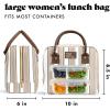 image:imageFit amp Fresh Bloomington Lunch Bag for Women  Insulated Large Lunch Box for Work with Containers LeakResistant StainResistant Zipper Closure Thick Stripe SageTaupe Stripe