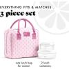 image:imageFit amp Fresh Bloomington Lunch Bag for Women  Insulated Large Lunch Box for Work with Containers LeakResistant StainResistant Zipper Closure Thick Stripe SagePink Tiny Flowers