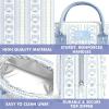 image:imageFit amp Fresh Bloomington Lunch Bag for Women  Insulated Large Lunch Box for Work with Containers LeakResistant StainResistant Zipper Closure Thick Stripe SageBlue Wallpaper Bows