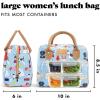 image:imageFit amp Fresh Bloomington Lunch Bag for Women  Insulated Large Lunch Box for Work with Containers LeakResistant StainResistant Zipper Closure Thick Stripe SageMulticolor