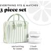 image:imageFit amp Fresh Bloomington Lunch Bag for Women  Insulated Large Lunch Box for Work with Containers LeakResistant StainResistant Zipper Closure Thick Stripe SageThick Stripe Sage