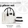 image:imageFit amp Fresh Bloomington Lunch Bag for Women  Insulated Large Lunch Box for Work with Containers LeakResistant StainResistant Zipper Closure Thick Stripe SageBlack Sketched Bows