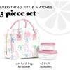 image:imageFit amp Fresh Bloomington Lunch Bag for Women  Insulated Large Lunch Box for Work with Containers LeakResistant StainResistant Zipper Closure Thick Stripe SagePink Dainty Bows