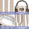 image:imageFit amp Fresh Bloomington Lunch Bag for Women  Insulated Large Lunch Box for Work with Containers LeakResistant StainResistant Zipper Closure Thick Stripe SageTaupe Stripe