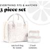 image:imageFit amp Fresh Bloomington Lunch Bag for Women  Insulated Large Lunch Box for Work with Containers LeakResistant StainResistant Zipper Closure Thick Stripe SageFeline Fine Ivory