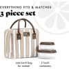 image:imageFit amp Fresh Bloomington Lunch Bag for Women  Insulated Large Lunch Box for Work with Containers LeakResistant StainResistant Zipper Closure Thick Stripe SageTaupe Stripe