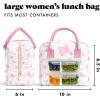 image:imageFit amp Fresh Bloomington Lunch Bag for Women  Insulated Large Lunch Box for Work with Containers LeakResistant StainResistant Zipper Closure Thick Stripe SageSweet Floral Bows
