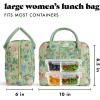 image:imageFit amp Fresh Bloomington Lunch Bag for Women  Insulated Large Lunch Box for Work with Containers LeakResistant StainResistant Zipper Closure Thick Stripe SageSage Bows  Flowers