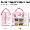 image:imageFit amp Fresh Bloomington Lunch Bag for Women  Insulated Large Lunch Box for Work with Containers LeakResistant StainResistant Zipper Closure Thick Stripe SagePink Toile