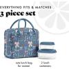 image:imageFit amp Fresh Bloomington Lunch Bag for Women  Insulated Large Lunch Box for Work with Containers LeakResistant StainResistant Zipper Closure Thick Stripe SageDenim Bows