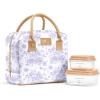 image:imageFit amp Fresh Bloomington Lunch Bag for Women  Insulated Large Lunch Box for Work with Containers LeakResistant StainResistant Zipper Closure Thick Stripe SageLavender Toile