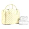 image:imageFit amp Fresh Bloomington Lunch Bag for Women  Insulated Large Lunch Box for Work with Containers LeakResistant StainResistant Zipper Closure Thick Stripe SageYellow Tiny Flowers