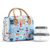 image:imageFit amp Fresh Bloomington Lunch Bag for Women  Insulated Large Lunch Box for Work with Containers LeakResistant StainResistant Zipper Closure Thick Stripe SageMulticolor