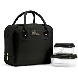 image:imageFit amp Fresh Bloomington Lunch Bag for Women  Insulated Large Lunch Box for Work with Containers LeakResistant StainResistant Zipper Closure Black Feline FineBlack