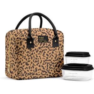 image:imageFit amp Fresh Bloomington Lunch Bag for Women  Insulated Large Lunch Box for Work with Containers LeakResistant StainResistant Zipper Closure Thick Stripe SageCheetah