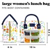 image:imageFit amp Fresh Bloomington Lunch Bag for Women  Insulated Large Lunch Box for Work with Containers LeakResistant StainResistant Zipper Closure Blue Cupid BowsFruit Print