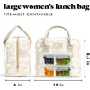 image:imageFit amp Fresh Bloomington Lunch Bag for Women  Insulated Large Lunch Box for Work with Containers LeakResistant StainResistant Zipper Closure Blue Cupid BowsTan Toile