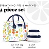 image:imageFit amp Fresh Bloomington Lunch Bag for Women  Insulated Large Lunch Box for Work with Containers LeakResistant StainResistant Zipper Closure Blue Cupid BowsFruit Print