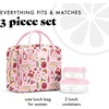 image:imageFit amp Fresh Bloomington Lunch Bag for Women  Insulated Large Lunch Box for Work with Containers LeakResistant StainResistant Zipper Closure Blue Cupid BowsPink Pasta Dinner