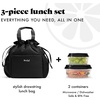 image:imageFit amp Fresh Cromwell Drawstring Lunch Bag for Women Complete Lunch Set with 2 Containers StainResistant LeakResistant Teacher Lunchbox Pink Dainty FlowersBlack