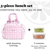 image:imageFit amp Fresh Cromwell Drawstring Lunch Bag for Women Complete Lunch Set with 2 Containers StainResistant LeakResistant Teacher Lunchbox Pink Dainty FlowersPink