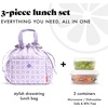 image:imageFit amp Fresh Cromwell Drawstring Lunch Bag for Women Complete Lunch Set with 2 Containers StainResistant LeakResistant Teacher Lunchbox Pink Dainty FlowersLavender Smiles