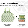 image:imageFit amp Fresh Cromwell Drawstring Lunch Bag for Women Complete Lunch Set with 2 Containers StainResistant LeakResistant Teacher Lunchbox Pink Dainty FlowersGreen