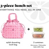 image:imageFit amp Fresh Cromwell Drawstring Lunch Bag for Women Complete Lunch Set with 2 Containers StainResistant LeakResistant Teacher Lunchbox Pink Dainty FlowersFuchsia Smiles