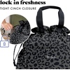 image:imageFit amp Fresh Cromwell Drawstring Lunch Bag for Women Complete Lunch Set with 2 Containers StainResistant LeakResistant Teacher Lunchbox Pink Dainty FlowersBlack Cheetah