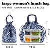 image:imageFit amp Fresh Cromwell Drawstring Lunch Bag for Women Complete Lunch Set with 2 Containers StainResistant LeakResistant Teacher Lunchbox Pink Dainty FlowersNavy Brush Strokes