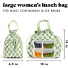 image:imageFit amp Fresh Cromwell Drawstring Lunch Bag for Women Complete Lunch Set with 2 Containers StainResistant LeakResistant Teacher Lunchbox Pink Dainty FlowersGreen
