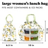 image:imageFit amp Fresh Cromwell Drawstring Lunch Bag for Women Complete Lunch Set with 2 Containers StainResistant LeakResistant Teacher Lunchbox Pink Dainty FlowersYellow Lemons