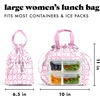 image:imageFit amp Fresh Cromwell Drawstring Lunch Bag for Women Complete Lunch Set with 2 Containers StainResistant LeakResistant Teacher Lunchbox Pink Dainty FlowersPink
