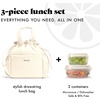 image:imageFit amp Fresh Cromwell Drawstring Lunch Bag for Women Complete Lunch Set with 2 Containers StainResistant LeakResistant Teacher Lunchbox Pink Dainty FlowersIvory